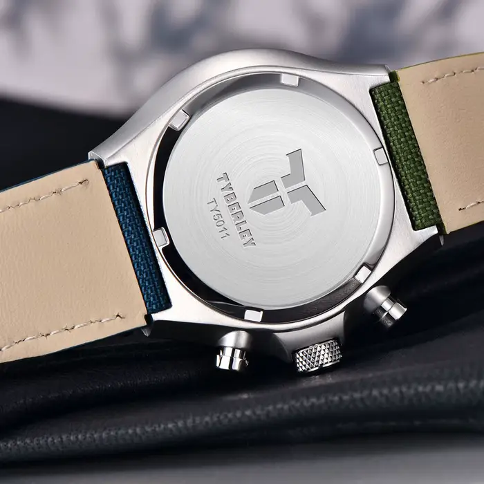 2026, nouvelle collection de montres pour hommes : montre à quartz étanche TYBERLEY pour hommes, double fuseau horaire, verre saphir, bracelet en acier inoxydable et en nylon.