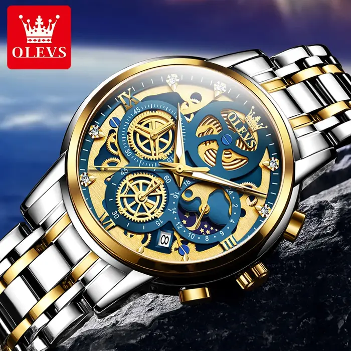 OLEVS 9947 montre pour hommes Original haut de gamme de luxe étanche montres à Quartz pour homme squelette