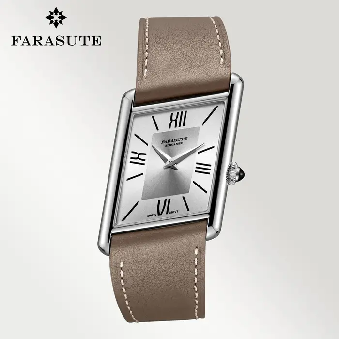 FARASUTE luxe carré sport montre pour hommes mouvement suisse étanche verre saphir acier inoxydable 