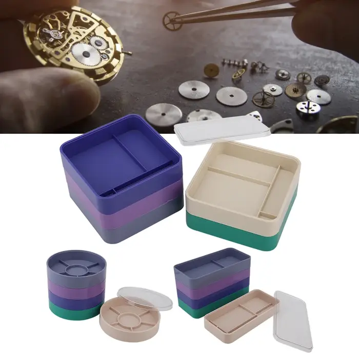 Boîte de rangement de pièces de montre, boîte de pièces de montre à 5 couches, boîte de rangement de pièces de montre, outils de montre pour pièces de quincaillerie de mouvement de composants à vis