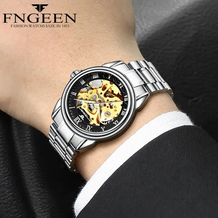 Montres mécaniques automatiques étanches pour hommes, horloge double face, creuse, marque de machines