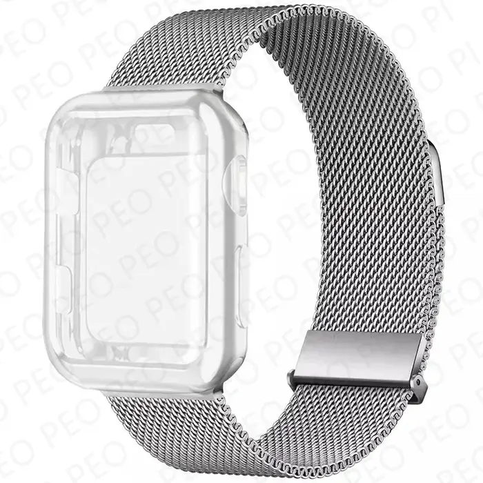 Boucle milanaise + étui pour bracelets de montre Apple 45mm 44mm 38mm-42mm 41/40mm bracelet magnétiq