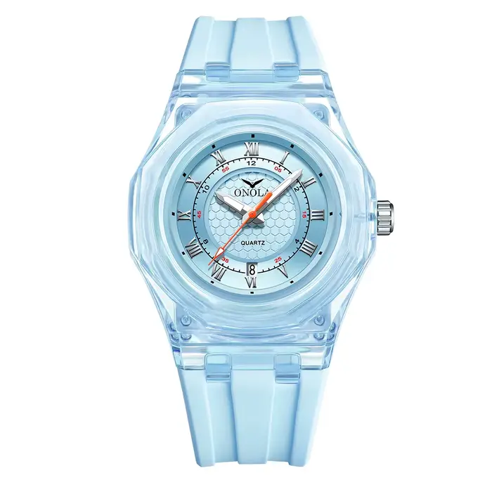 Mode Couple montre hommes et femmes marque ONOLA luxe étanche Transparent en plastique Silicone band