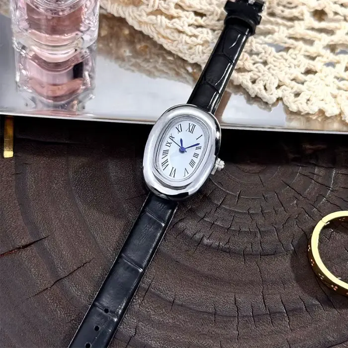 Montre à bracelet ovale, montre à quartz élégante et compacte, mode décontractée