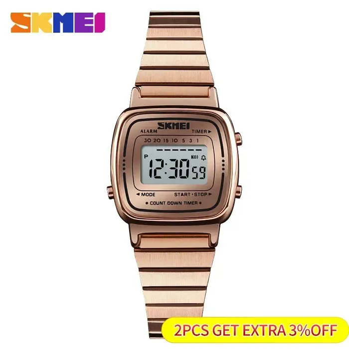 Montre numérique étanche à petit cadran pour femme