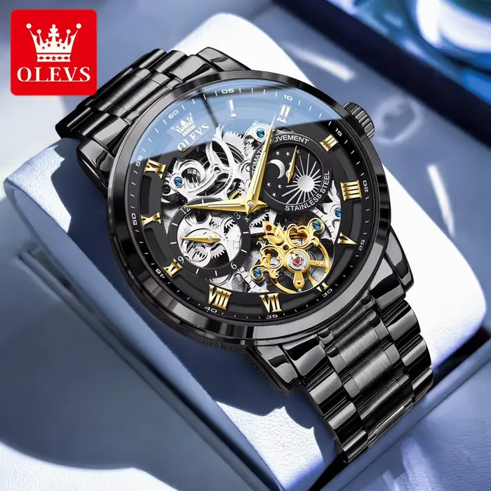 OLEVS 6670 montre pour hommes marque de luxe squelette