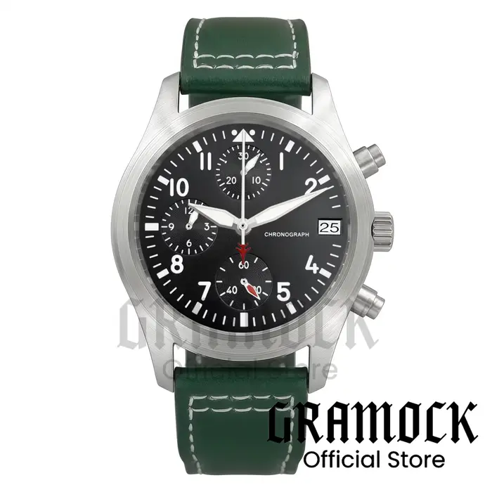 Montre-bracelet pilote bleue personnalisable 38 mm VK67
