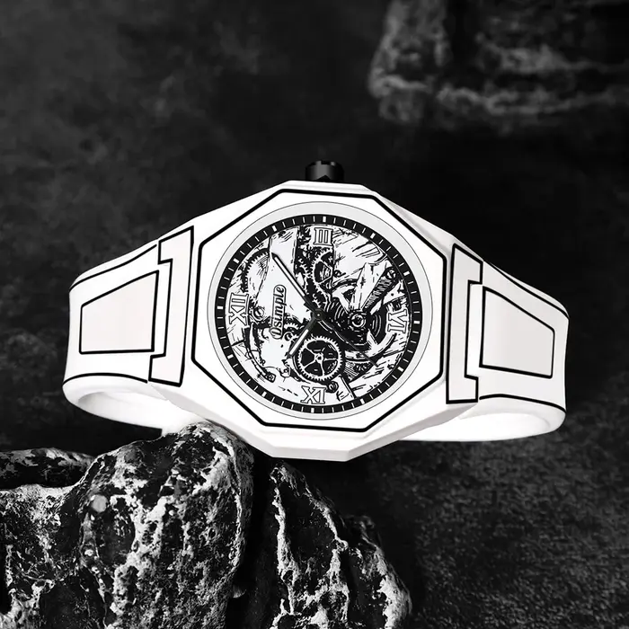 Montre à quartz élégante pour hommes - Bracelet en silicone