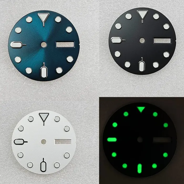 Cadran de montre lumineux vert de 28.5mm