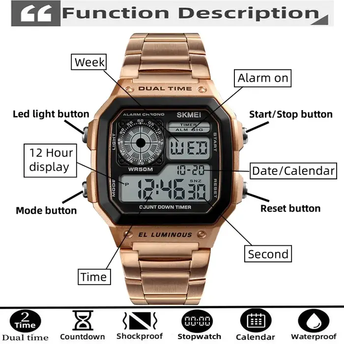 Skmei-Montre-bracelet de sport numérique pour homme