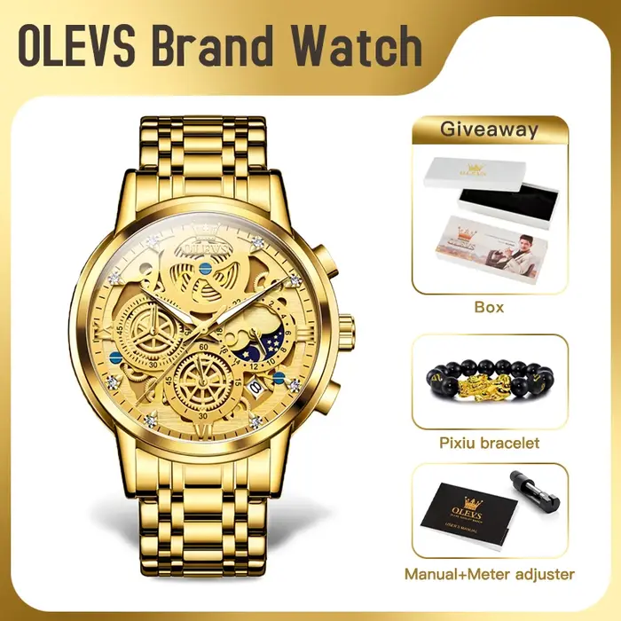 OLEVS 9947 montre pour hommes Original haut de gamme de luxe étanche montres à Quartz pour homme squelette