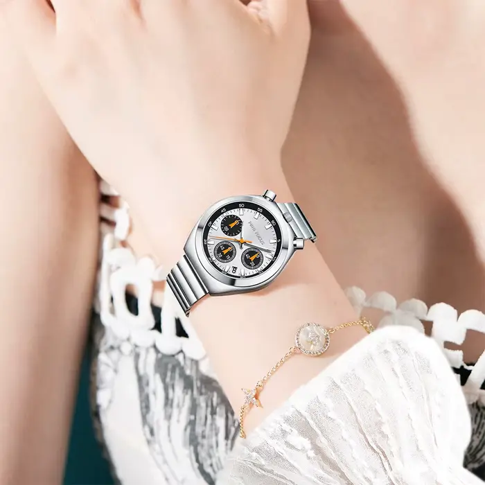 MINI FOCUS Montres pour femmes tendance Marque haut de gamme Luxe Multifonction Cadran Bracelet en acier inoxydable