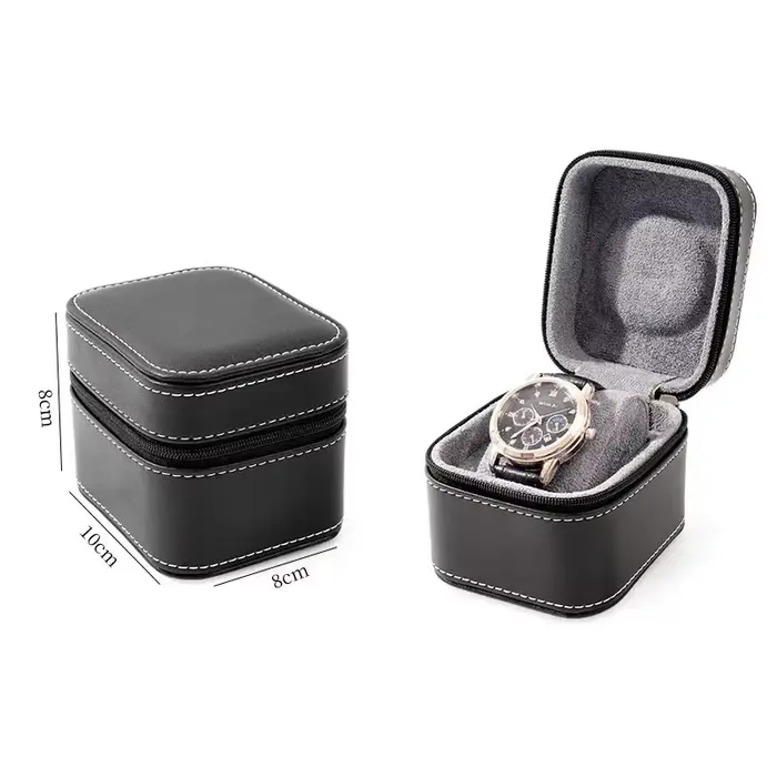 Boîtier de montre unique en cuir PU, étui de voyage avec coussin amovible, mallette de rangement de