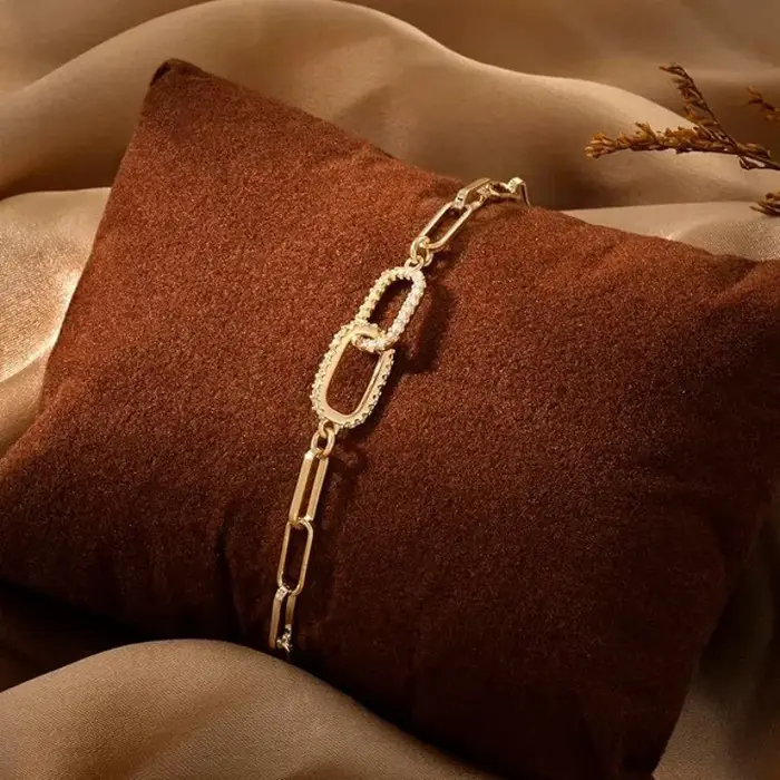 14 Bracelet en forme de trombone en Zircon plaqué or pour femmes