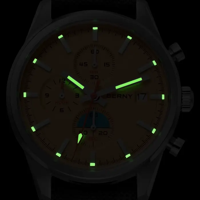 BERNY – montre chronographe à Quartz pour hommes