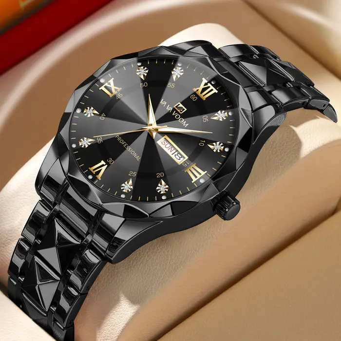 2024 Nouvelle montre pour hommes mode Rivet bracelet en acier inoxydable de luxe eau diamant