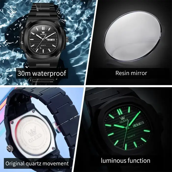 Montre OLEVS tendance pour jeunes, étanche, avec date et jour, lumineuse, unisexe, en résine blanche, montre à quartz pour hommes, montre pour étudiants, reloj hombre