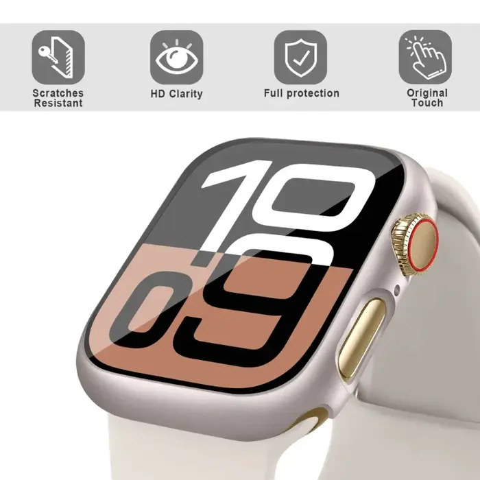Verre + couvercle pour boîtier de montre Apple 46mm 42-44mm 40mm 45mm 41mm protecteur d'écran pare-chocs iwatch série 10 9 8 7 6 5 4 SE accessoires