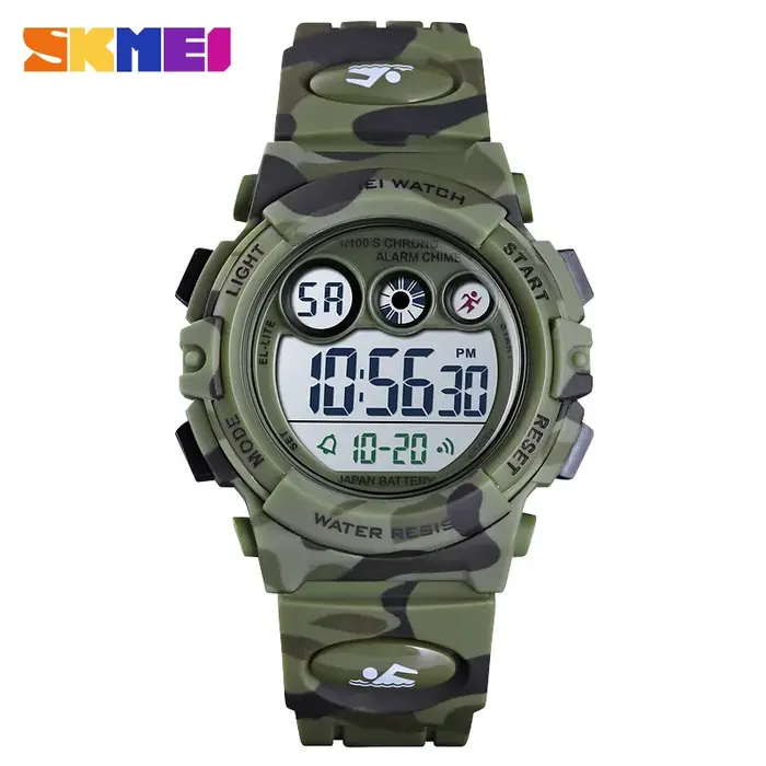 SKMEI enfants LED montre numérique électronique chronomètre horloge 2 temps enfants Sport montres 50