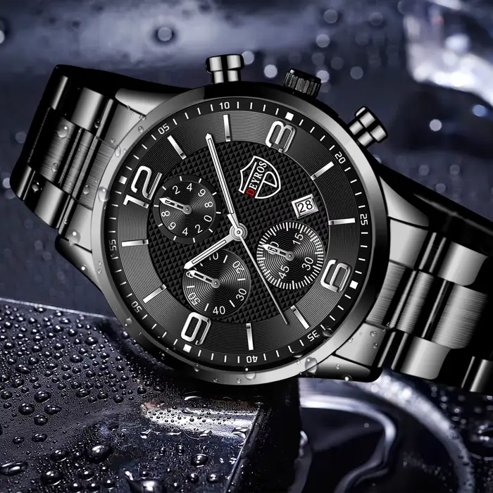 Montre-bracelet à quartz en acier inoxydable pour homme