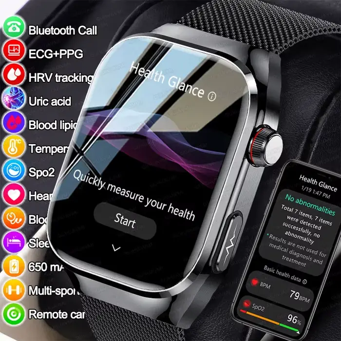 2025New Micro examen physique montre intelligente pour hommes acide urique graisse corporelle cinq organes santé montres Bluetooth appel SmartBracelet