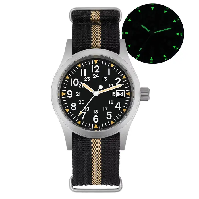 Militado ML05 montre militaire Ronda 515 mouvement à Quartz saphir bombé avec revêtement AR haute tr