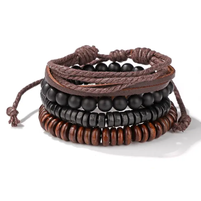 Bracelet tressé en cuir rond pour hommes et femmes