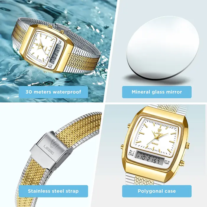 LIEBIG montres à Quartz numériques en plein air pour hommes femmes mode décontracté double affichage temps sport