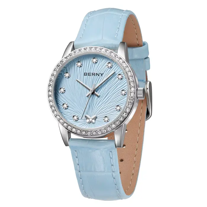 Montres BERNY pour femmes, montres à quartz élégantes et luxueuses pour femmes, bracelet en cuir, montre de mode pour filles, montre de bureau quotidienne
