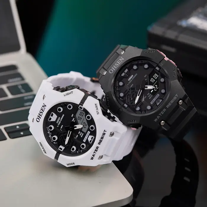 DulMan-Montres numériques étanches pour hommes, montre-bracelet militaire électronique, horloges à quartz pour hommes, heure des touristes, bleu, mode