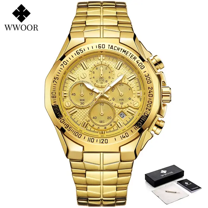 WWOOR montres pour hommes de luxe militaire Quartz acier inoxydable vieille montre étanche chronographe
