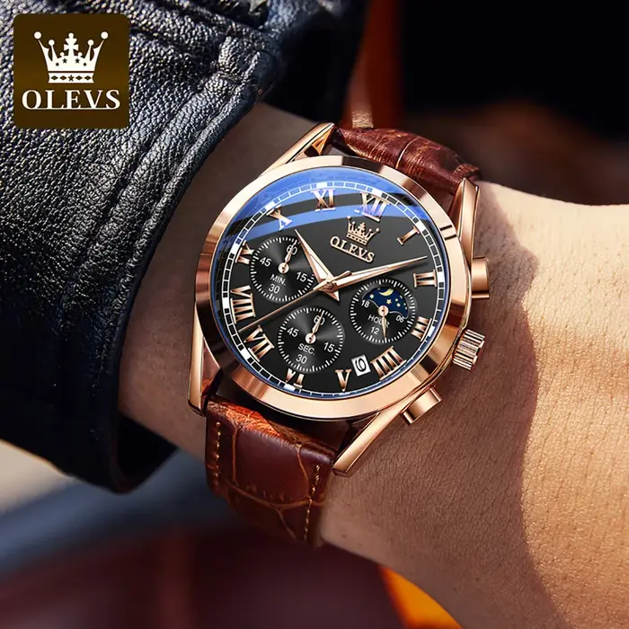 Montre à quartz chronographe étanche pour homme