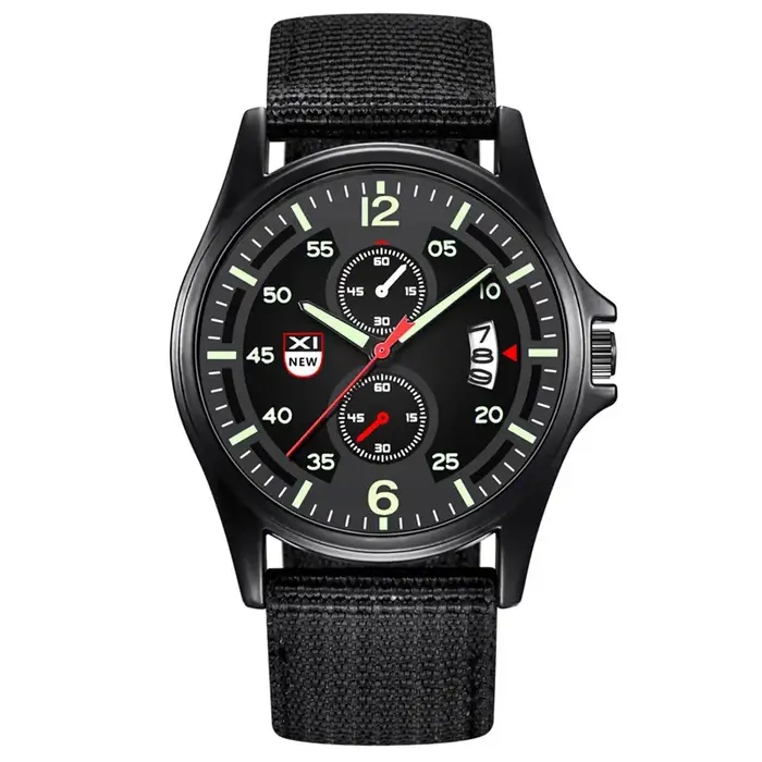 Reloj Hombre véritable marque XINEW hommes montres noir étudiants garçons mode bracelet en Nylon armée sport Date montre Relogio Masculino