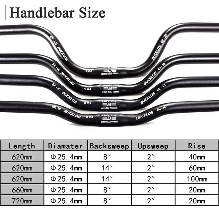 BUCKLOS 25.4mm 31.8mm guidon de vélo 620/660/720/780mm guidon d'hirondelle de vélo ultraléger Type M