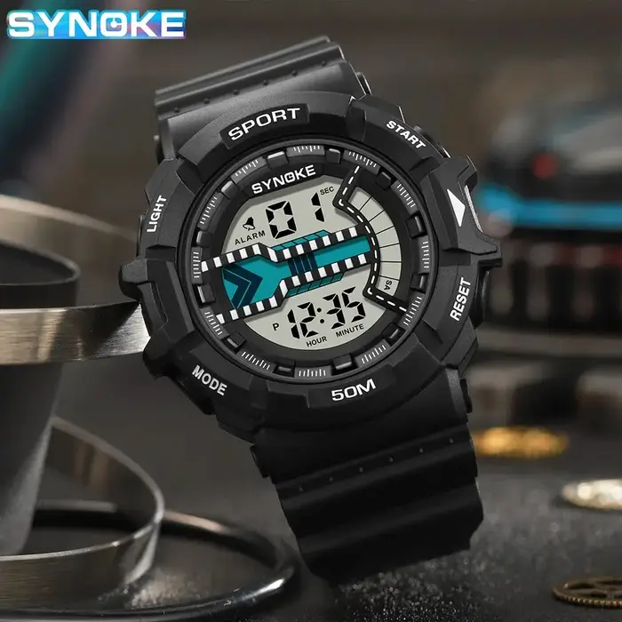 Montre numérique pour hommes en plein air militaire mode rétro hommes montre sport étanche hommes montre multifonctionnel lumineux SYNOKE