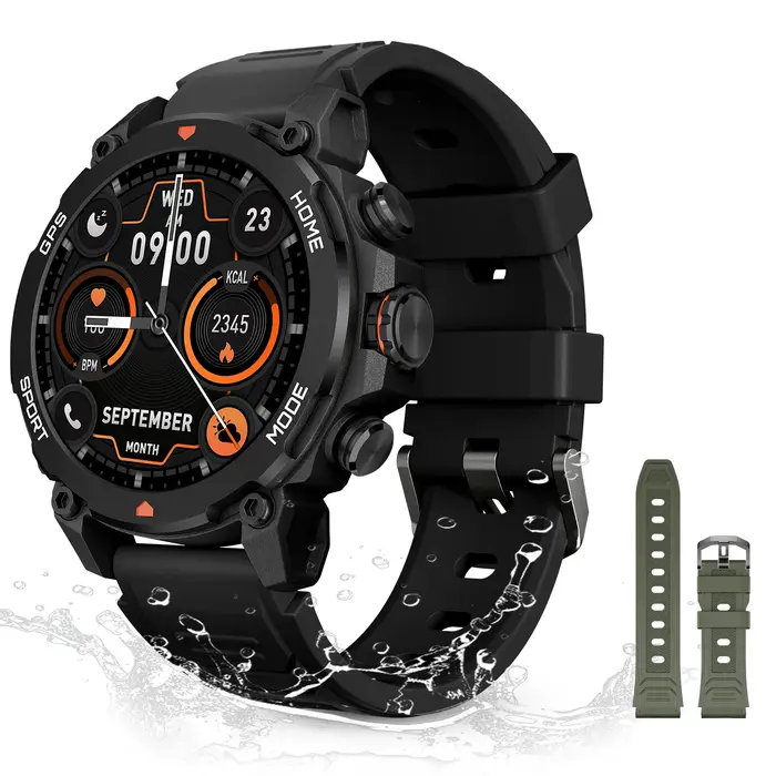 Montre connectée AURAFIT G6 AI GPT, écran AMOLED 1.43 pouces, boussole GPS, moniteur d'activité phys