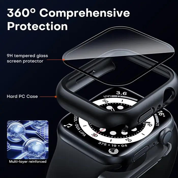Verre trempé + étui pour Apple Watch 46mm 44mm 45mm 41mm 40mm 42mm