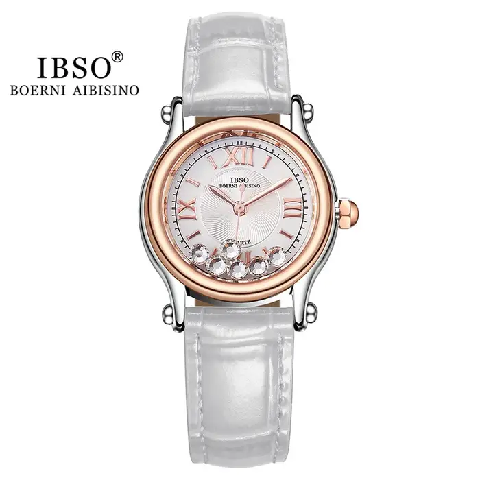 Montre en cuir véritable avec couronne royale pour femme