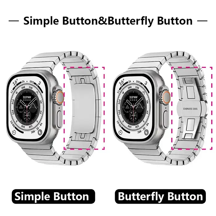 Bracelet à maillons 1:1 Original pour Apple Watch Ultra 2 49mm 9 8 7 Se 6 5 4 45mm 44mm 41mm 40mm