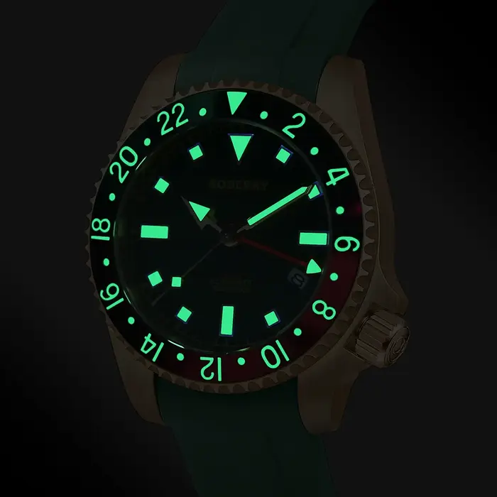 Boderry Bronze GMT montre plongeur ADMIRAL montres automatique pour Seiko NH34 mouvement 200M montre-bracelet étanche pour hommes