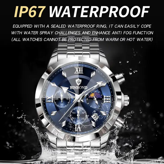 Montre chronographe BINBOND originale pour homme