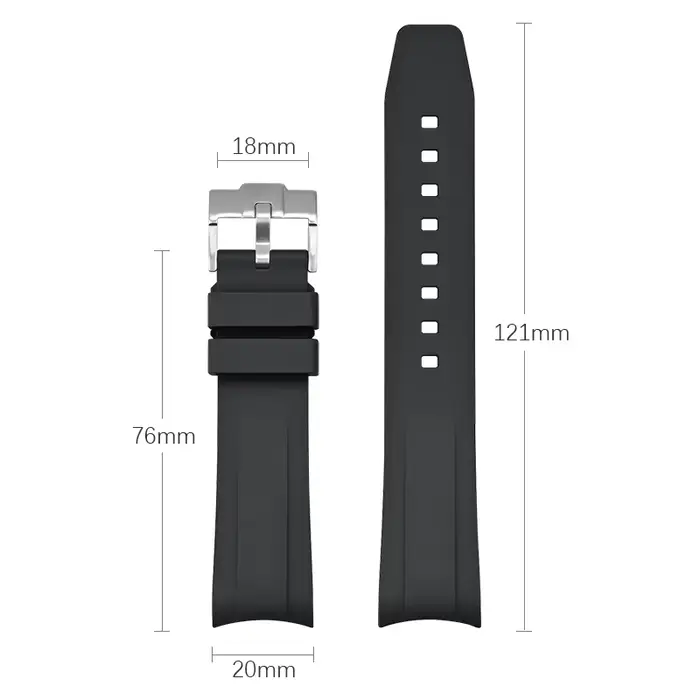 Bracelet en caoutchouc fluoré pour Tudor Black Bay série spécial 20mm extrémité incurvée FKM