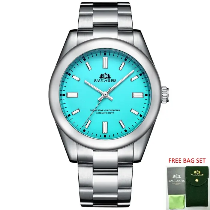 Montres automatiques pour hommes mécanique auto vent acier inoxydable luxe rouge jaune bleu vert arc-en-ciel 41mm Reloj Hombre Baratos