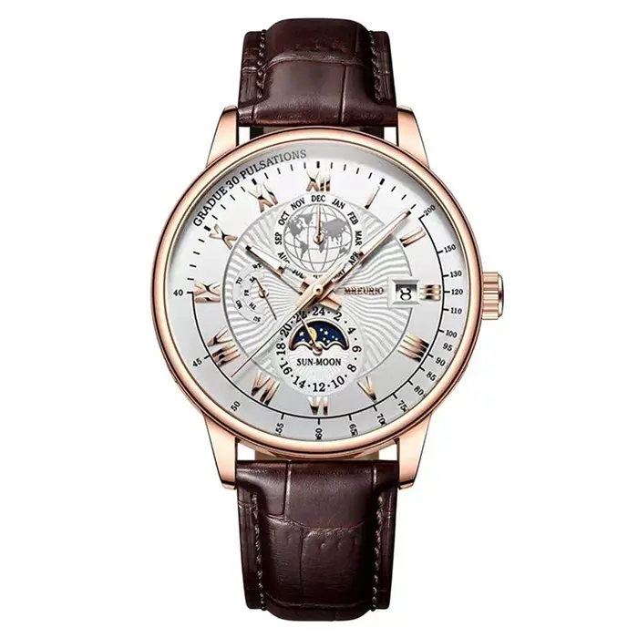 Montre lumineuse étanche pour hommes, haut tendance, luxe, Sport, cuir, Date, Quartz, horloge