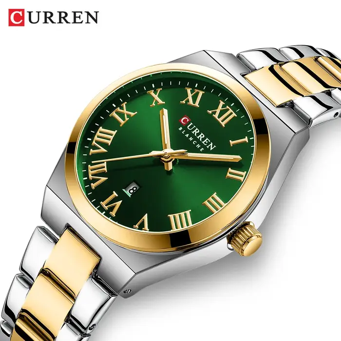 Montres de luxe en acier inoxydable pour femmes avec date