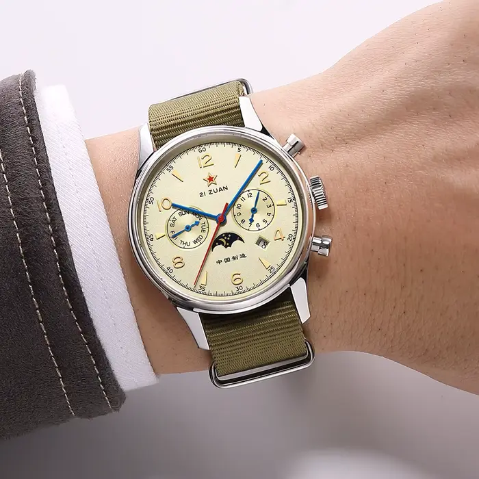 SEAKOSS 1963 Seagull ST1654 mouvement automatique montre-bracelet mécanique 24H affichage Air Force Aviation pilote calendrier montres pour hommes