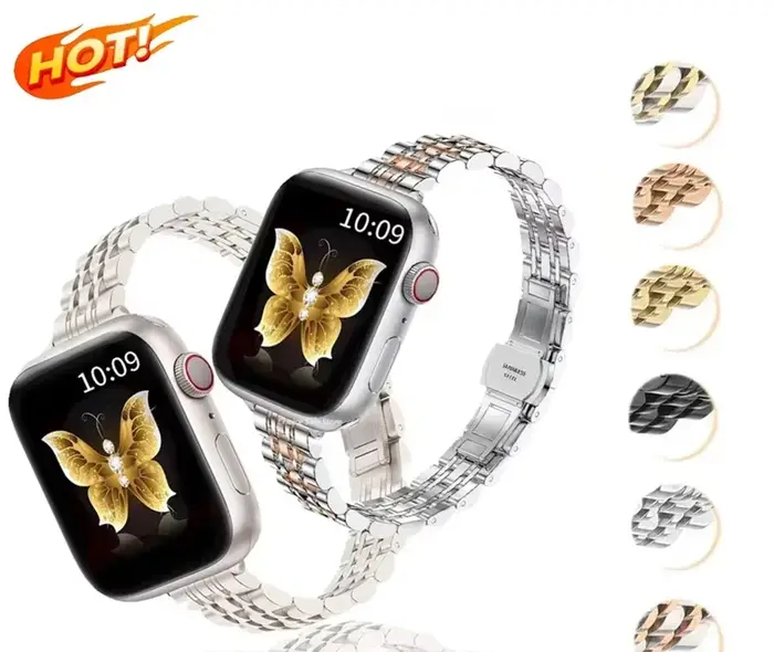 Bracelet en métal pour Apple Watch série 10 9 8 7 6 5 4 3 bandes Ultra 2 49mm 42mm 46mm 45mm 41mm 44 40 IWatch Bracelet en acier inoxydable