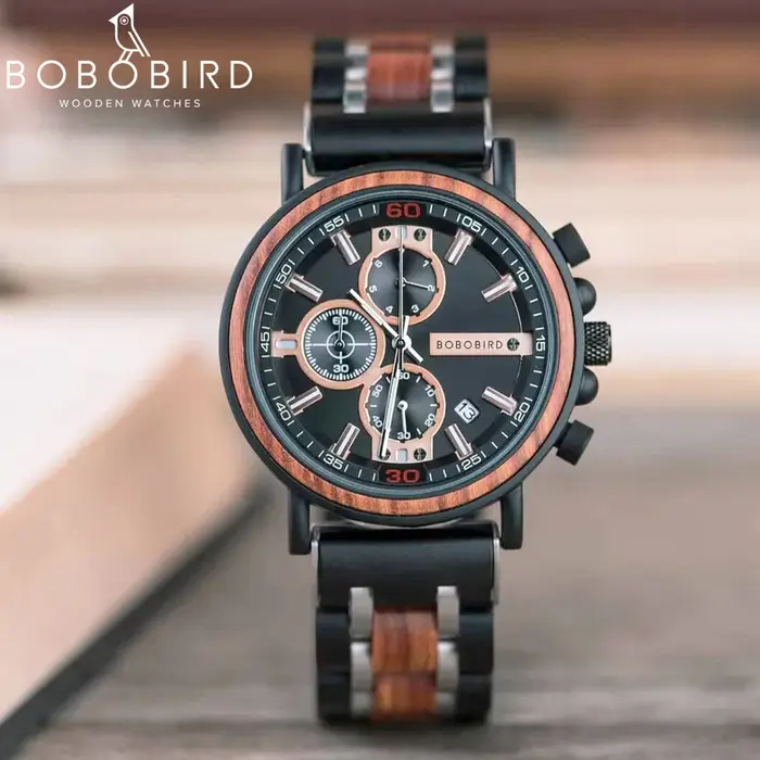 BOBO BIRD-Montre Militaire en Bois pour Homme