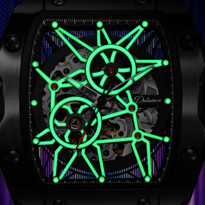 Montres pour hommes squelette lumineuses