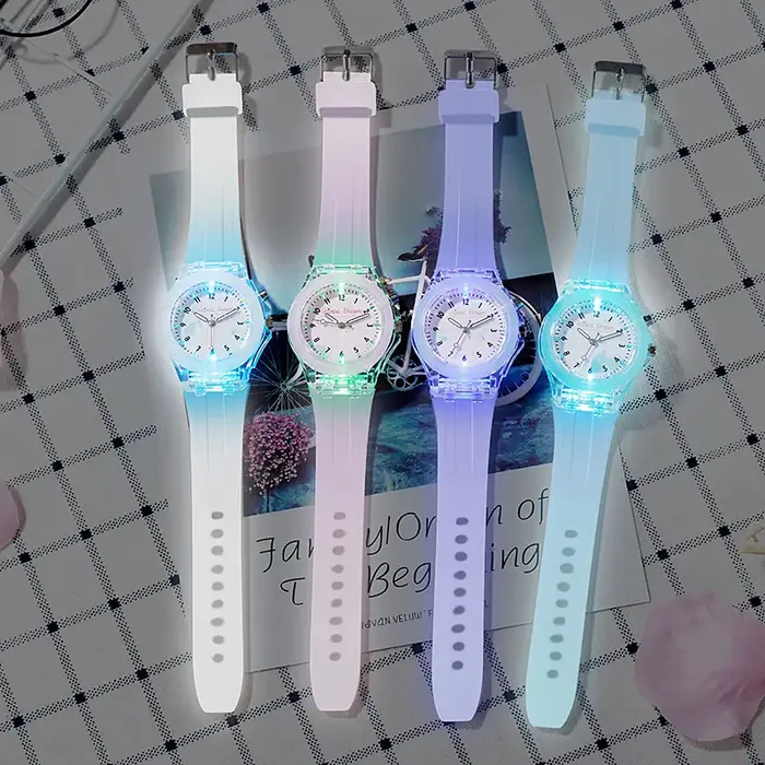 Montre-bracelet lumineuse en Silicone souple pour enfants